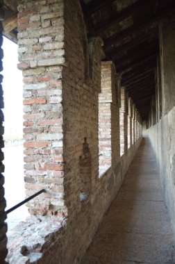 Verona Castelvecchio'yu Kalesi'nin iç Galeri. Seyahat, tatil, mimari. 30 Mart 2015. Verona, Veneto bölgesinde, İtalya.