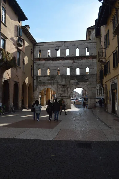 Porta Borsari Tramonto Verona Piazza Bra Verona Viaggi Vacanze Architettura — Foto Stock