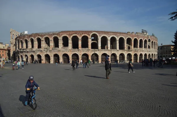 Fantastiskt Fasad Verona Arena Plaza Verona Resor Semester Arkitektur Mars — Stockfoto