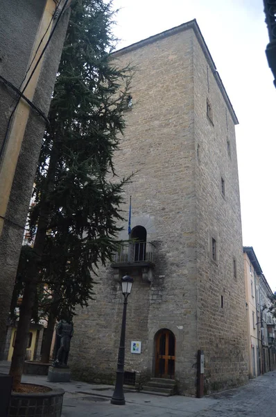 Główna Fasada Wieża Zegarowa Jaca Starego Więzienia Jaca Podróże Krajobrazy — Zdjęcie stockowe