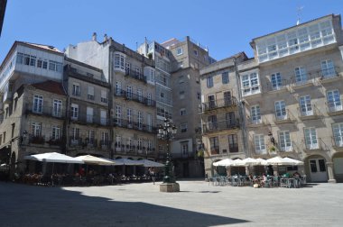 Vigo 'Da Anayasa Meydanı. Doğa, mimari, tarih, seyahat. 16 Ağustos 2014. Vigo, Pontevedra, Galicia, Ispanya.
