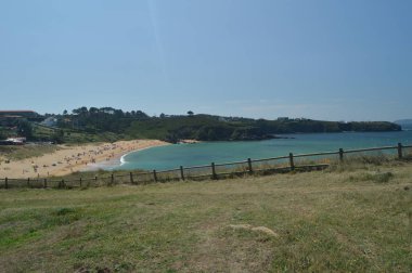 Noalla 'daki La Lanzada' daki harika Foxos Plajı. Doğa, Mimarlık, Tarih, Seyahat. 19 Ağustos 2014. Noalla, Pontevedra, Galiçya, İspanya.