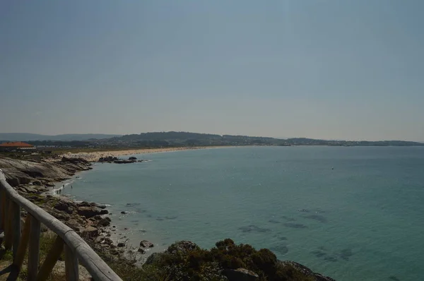 Magnifique Plage Foxos Lanzada Noalla Nature Architecture Histoire Voyage Août — Photo