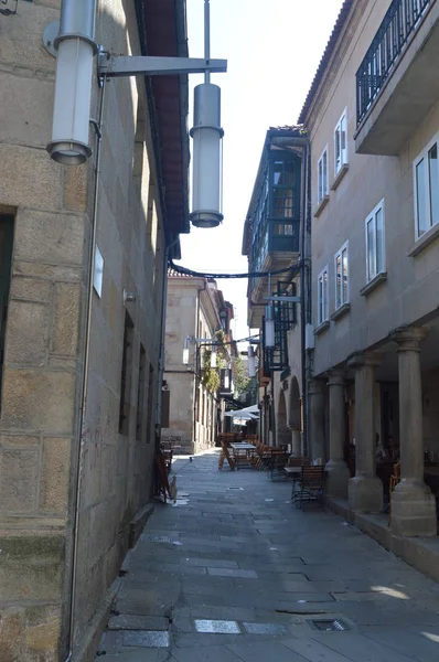 Schöne Figueroa Straße Mit Portalen Mittelalterlichen Stil Pontevedra Natur Architektur — Stockfoto