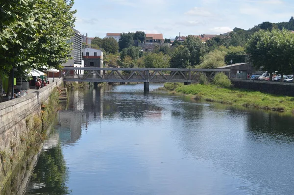 Drewniany Most Rzece Traba Przed Przepłynięciem Ria Noya Natura Architektura — Zdjęcie stockowe