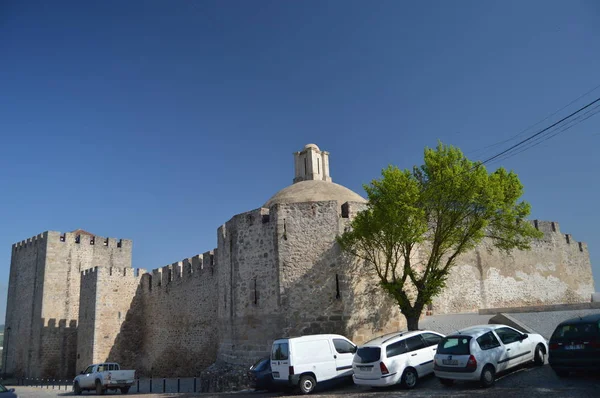 Facciata Laterale Del Castello Medievale Elvas Natura Architettura Storia Street — Foto Stock