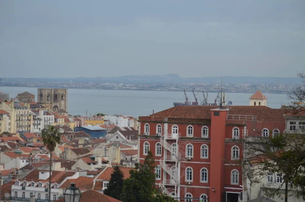 Maravilhosas Vistas Catedral Lisboa Século Xii Jardim San Pedro Alcantara — Fotografia de Stock