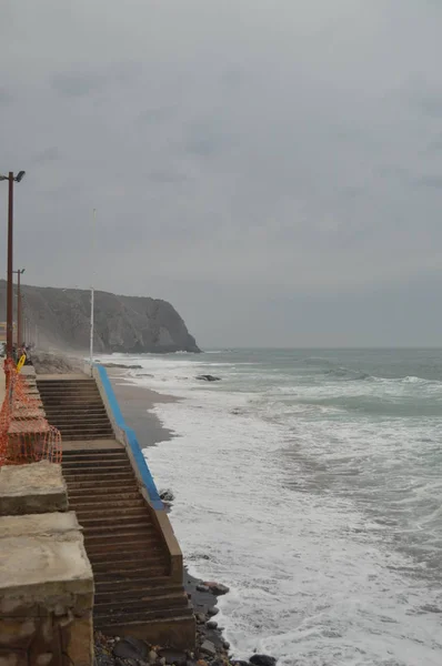 Escadas Entrada Para Praia Dia Nublado Playa Grande Colares Natureza — Fotografia de Stock
