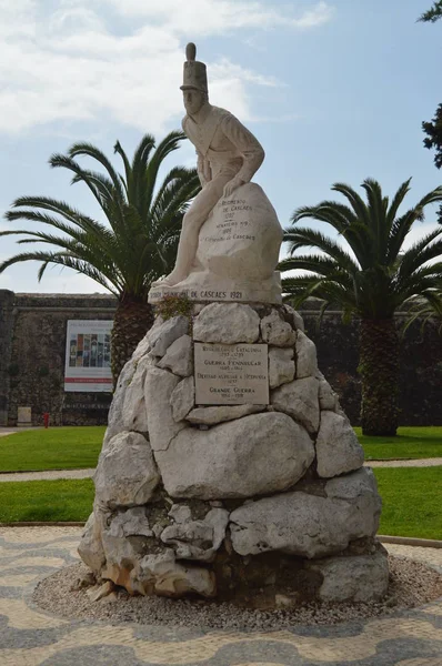 Belle Statue Dédiée Régiment Infanterie 1707 1809 Cascais Photographie Rue — Photo