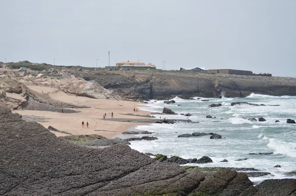 Hermosa Playa Cresmina Con Fort Crismina Parte Superior Derecha Cascais — Foto de Stock