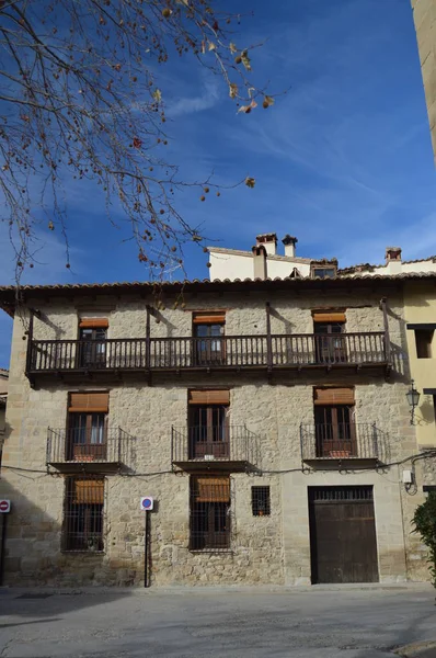 Декабря 2013 Года Pretty Facade Picturesque Building Rubielos Mora Teruel — стоковое фото