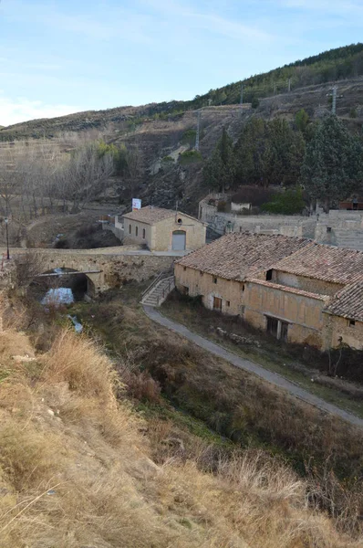 December 2013 Festői Házak Körülvevő Precious Bikaviadal Rubielos Mora Teruel — Stock Fotó