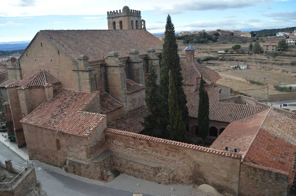 Dezembro 2013 Mora Rubielos Teruel Aragão Espanha Vista Aérea Igreja — Fotografia de Stock