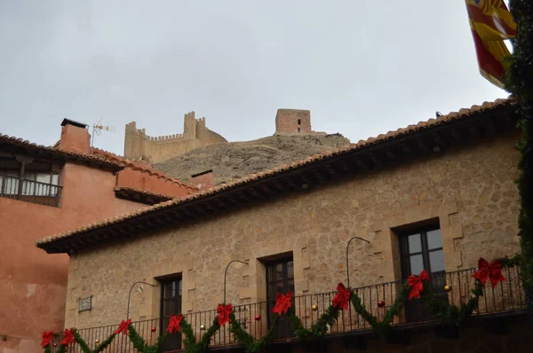 Dezembro 2013 Albarracin Teruel Aragão Espanha Medieval Villa Albarracin Com — Fotografia de Stock