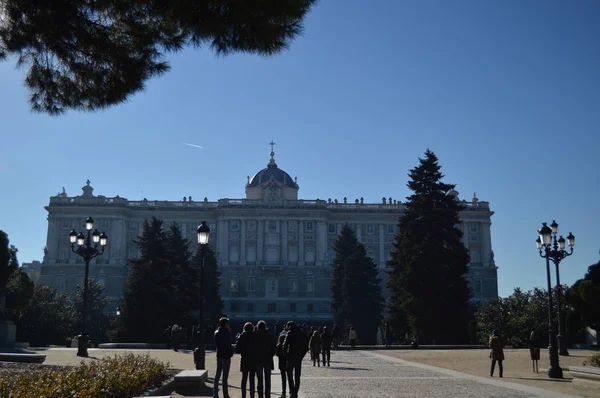 Fachada Principal Palácio Real Madrid Dezembro 2013 Madrid Espanha Fotografia — Fotografia de Stock