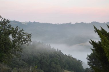 Gün doğumunda Galicia Dağlarında Bulutlar Denizi ... Stok Fotoğraf, Resim Ve Royalty Ücretsiz Görüntü. Ağustos 3, 2013. Rebedul, Lugo, Galiçya, İspanya. Kırsal Turizm, Doğa.