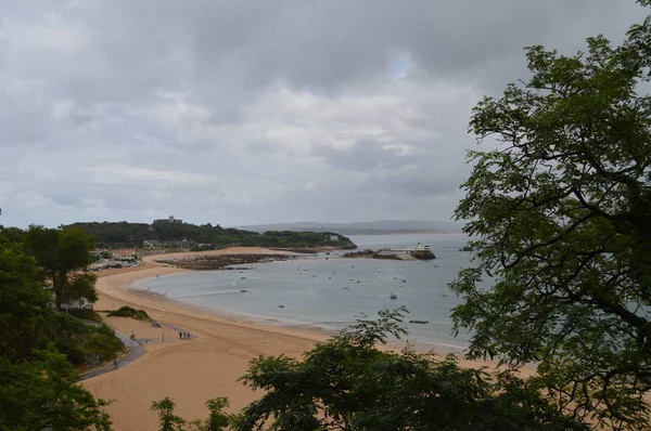 Praia Areia Branca Bonita Dos Perigos Fundo Palácio Magadalena Encontrado — Fotografia de Stock