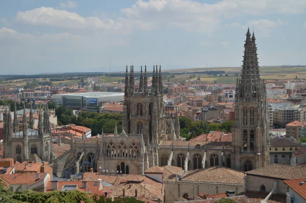 Luftaufnahme Der Datierten Kathedrale Jahrhundert Burgos August 2013 Burgos Castilla — Stockfoto