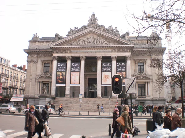 Wunderbare Hauptfassade Des Börsengebäudes Brüssel März 2013 Brüssel Belgien Urlaub — Stockfoto