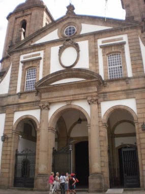 Ferrol San Julian Co-Katedrali Ana Cephe. Ağustos 7, 2012. Ferrol La Coruna Galiçya, İspanya. Tatil Doğa Sokak Fotoğrafçılığı.