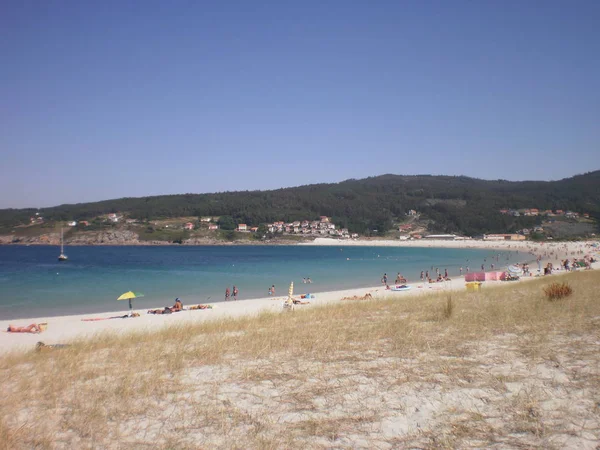 Schönen Langen Weißen Breiten Strand Faul August 2012 Laxe Coruna — Stockfoto