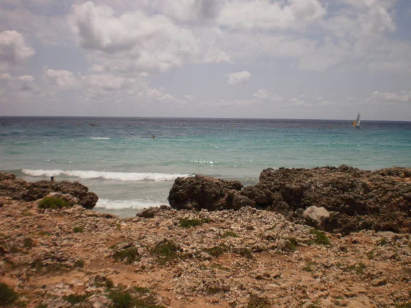 Eaux Bleues Cristallines Dans Endroit Paradisiaque Comme Île Minorque Juillet — Photo