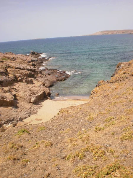 Kis Patak Mellett Wild Beach Cavalleria Mercadal Sziget Menorca Július — Stock Fotó