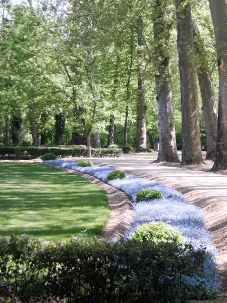 Kleurrijke tuinen van het paleis van Aranjuez. 25 april 2010. Madrid, Spa — Stockfoto