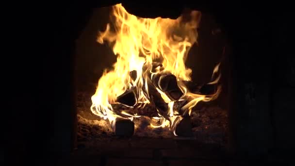 Φωτιά Στο Τζάκι Φωτιά Στο Θάλαμο Του Κλιβάνου Αργή — Αρχείο Βίντεο