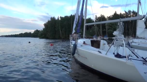 Regatta Yachtwettbewerb Auf Einem See Bei Bewölktem Himmel — Stockvideo