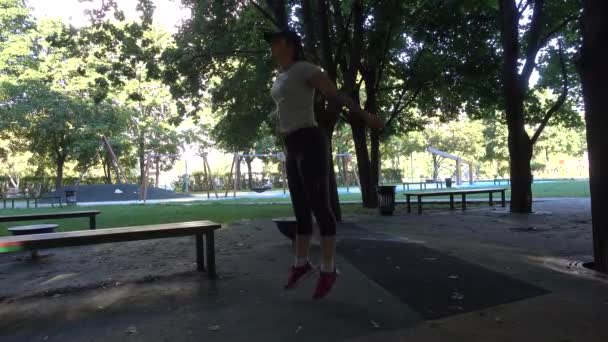 Squats with jumps. The girls workout — Stock Video