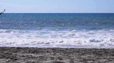 Plaj, gemi ve tatilcilerin