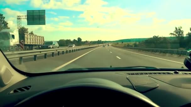 Jazda Autostradzie Lecie Widok Kierowca — Wideo stockowe