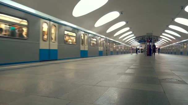 Tren Metro Istasyonu Yolcularla Hareketi — Stok video
