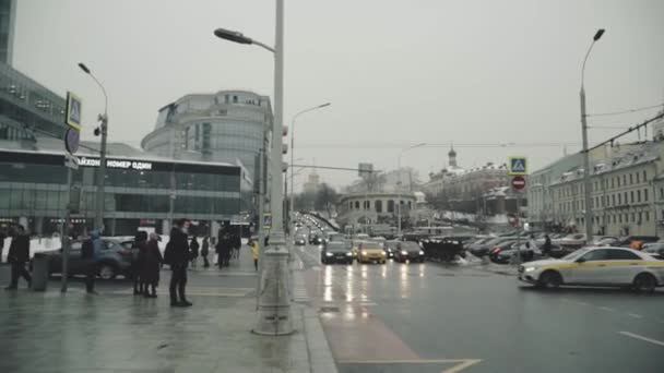 Panorama Una Strada Affollata Della Metropoli Folle Persone Vanno Giro — Video Stock