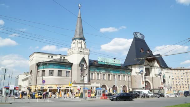 Edifício Estação Ferroviária Yaroslavl Moscou Disparo Acelerado Azáfama Cidade Torno — Vídeo de Stock
