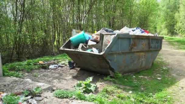 Великий контейнер, наповнений сміттям — стокове відео