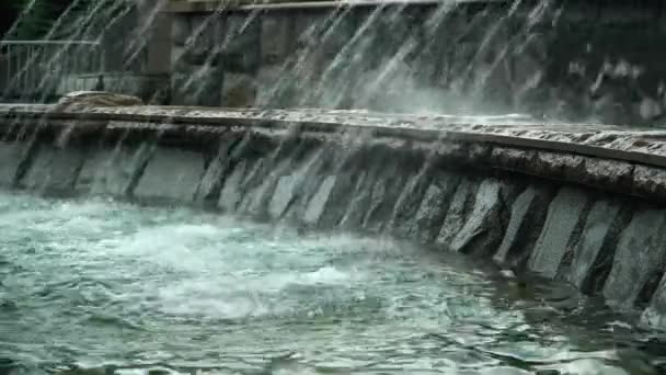 Beaucoup de jets d'eau qui coulent dans la fontaine 
