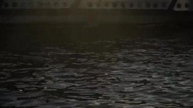 Tekne nehirüzerinde yüzer ve güneşli bir yol açtıktan sonra