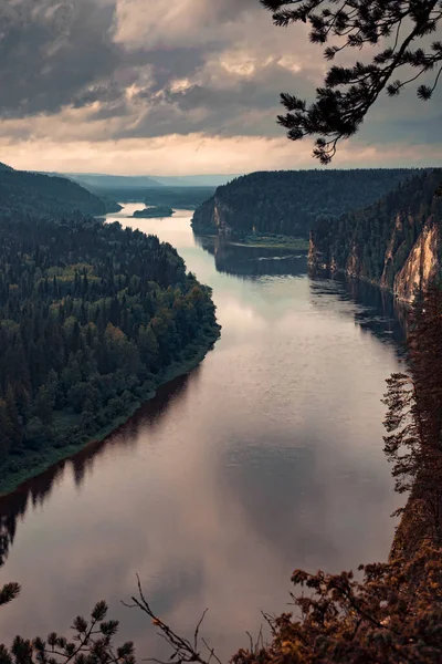 Landscape Height Winding River Rocky Shore — Stock Photo, Image