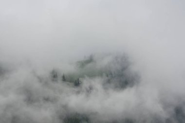 Yaz sahne dramatik sis bulutları ile Avrupa Alpleri'nde