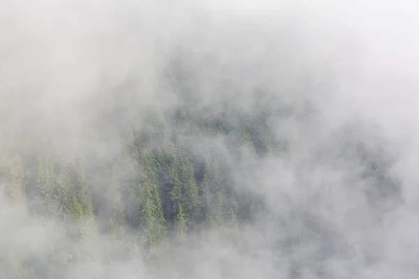 Paisagem Verão Nos Alpes Europeus Com Nuvens Névoa Dramáticas — Fotografia de Stock