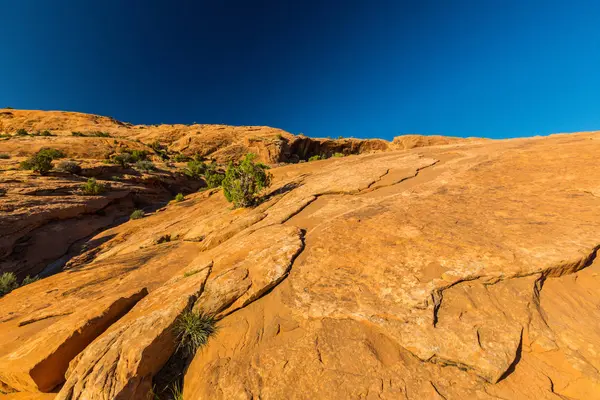 Hösten Landskap Arches National Park Utah Solig Dag Med Röd — Stockfoto