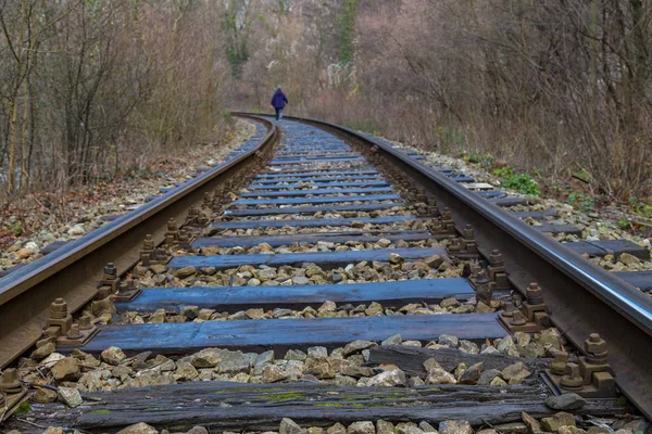 Vecchia Ferrovia Area Montana Remota Europa — Foto Stock