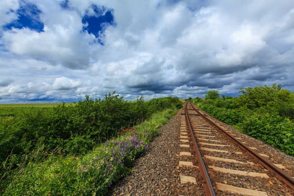 Summer Scenery Dramatic Storm Clouds Rural Fields — 图库照片