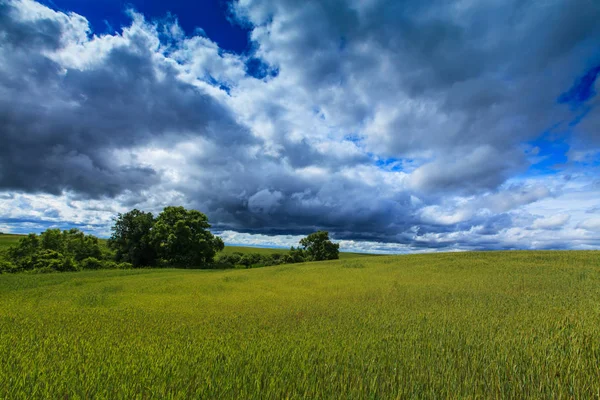 Summer Scenery Dramatic Storm Clouds Rural Fields — Foto Stock