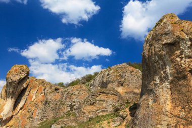 Romanya Alpleri 'nde yaz mevsiminde, uzak ve vahşi bir yerde muhteşem bir manzara.
