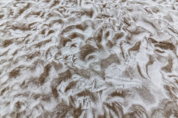 Abstract Sand Dunes Wild River Bank Covered Fresh Snow Powder — Stock Photo, Image