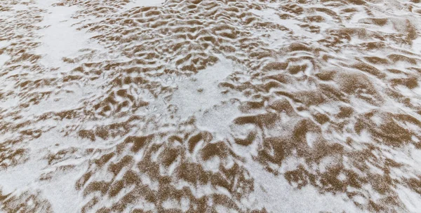 Dune Sabbia Astratte Una Sponda Selvaggia Del Fiume Ricoperte Neve — Foto Stock