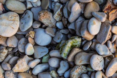 Yaz aylarında Adriyatik Denizi 'nde sıcak akşam ışığı altında kaya oluşumları